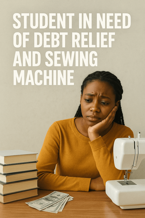 Student Needs Debt Relief & Sewing Machine